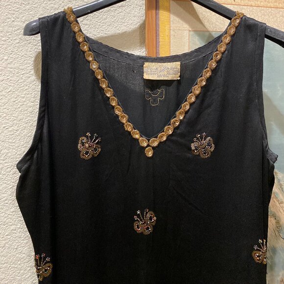 The House of Adair 1920s Hand-Beaded Silk Satin Evening Dress | Art Deco Couture - Picture 12 of 14